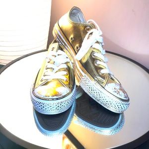 Converse gold sneakers